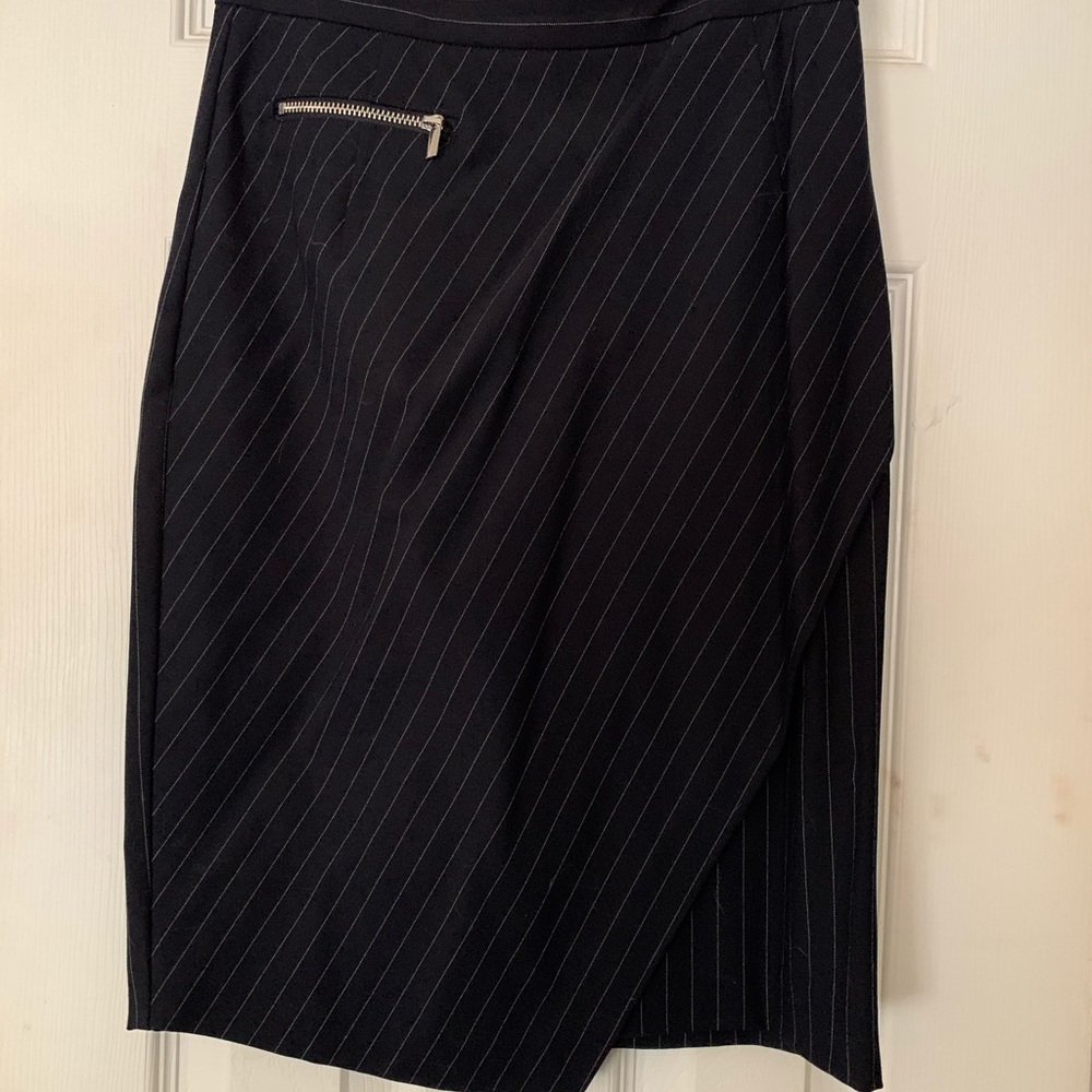 Navy pin striped pencil skirt.